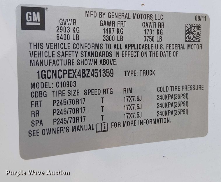 image for item FK0529 2011 Chevrolet Silverado 1500 pickup truck