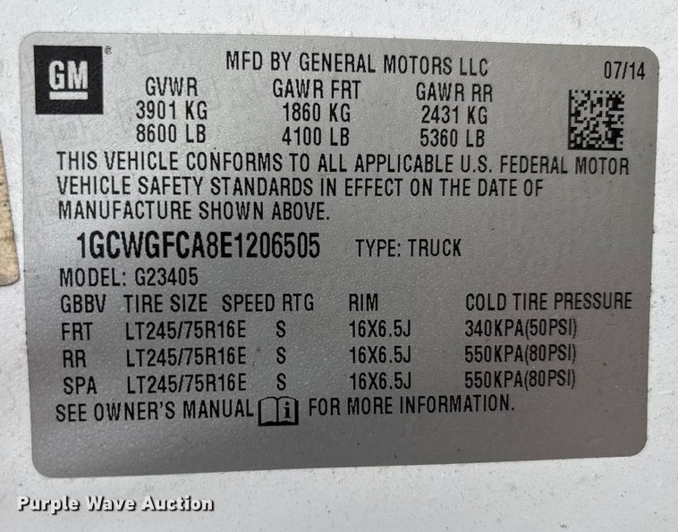 image for item FK1064 2014 Chevrolet Express van