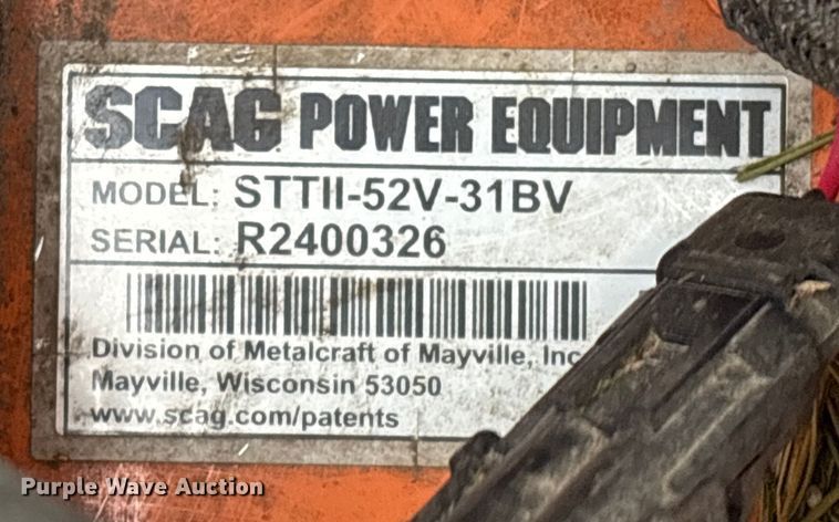 image for item FK1080 Scag STTII-52V-31BV ZTR lawn mower