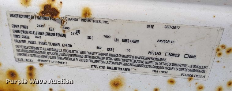 image for item YA1588 2017 Bandit 200UC wood chipper