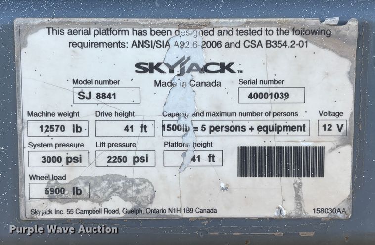 image for item YA1747 SkyJack SJ8841 RT scissor lift