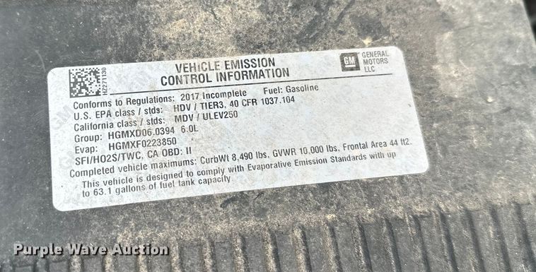 image for item DT6497 2017 Chevrolet Silverado 2500HD utility bed pickup truck