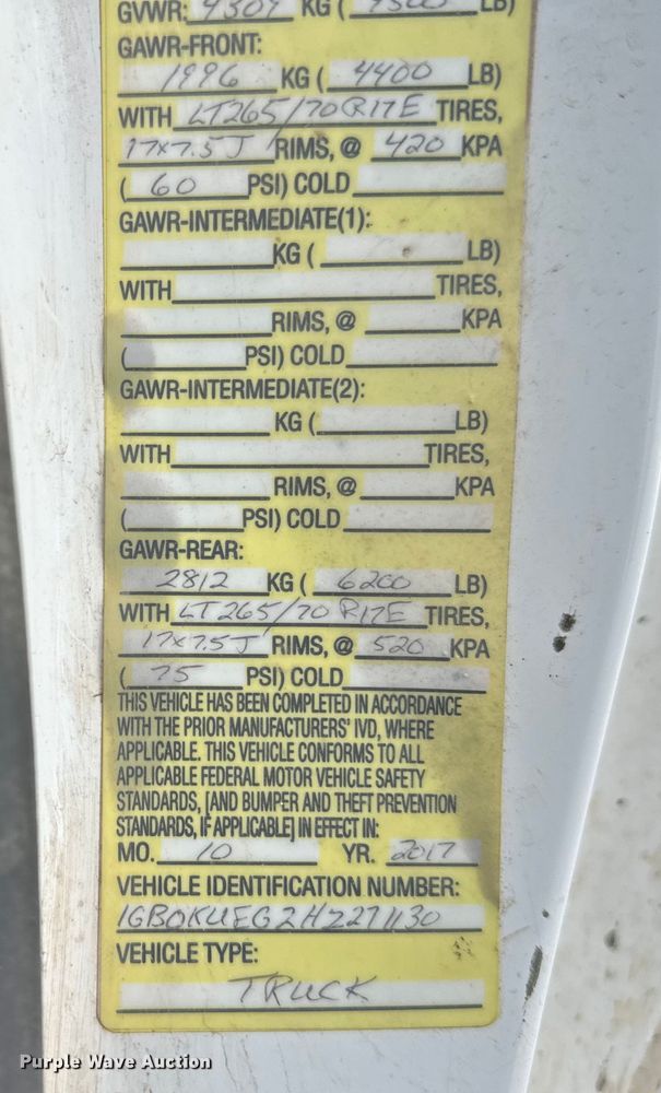 image for item DT6497 2017 Chevrolet Silverado 2500HD utility bed pickup truck