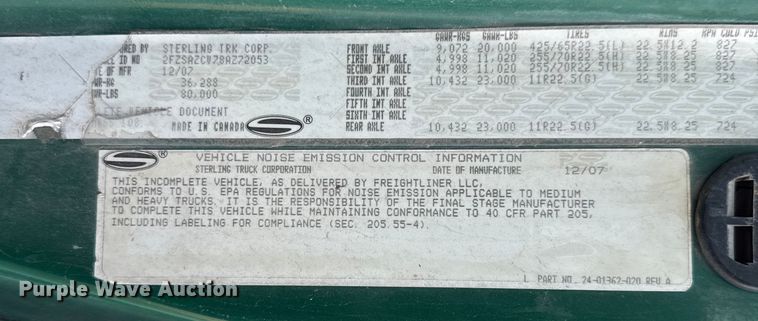 image for item DT6559 2008 Sterling L-Line dump truck