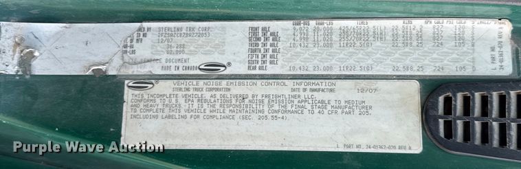 image for item DT6559 2008 Sterling L-Line dump truck