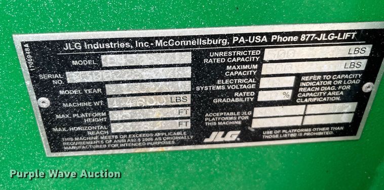 image for item DU0326 2017 JLG E450AJ boom lift