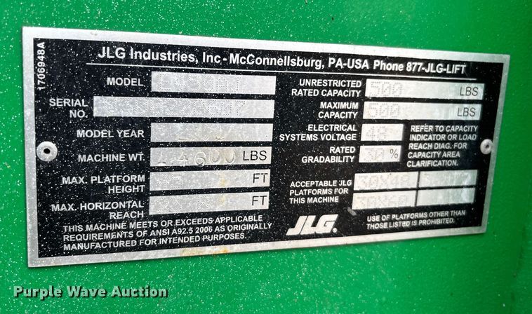 image for item DU0326 2017 JLG E450AJ boom lift