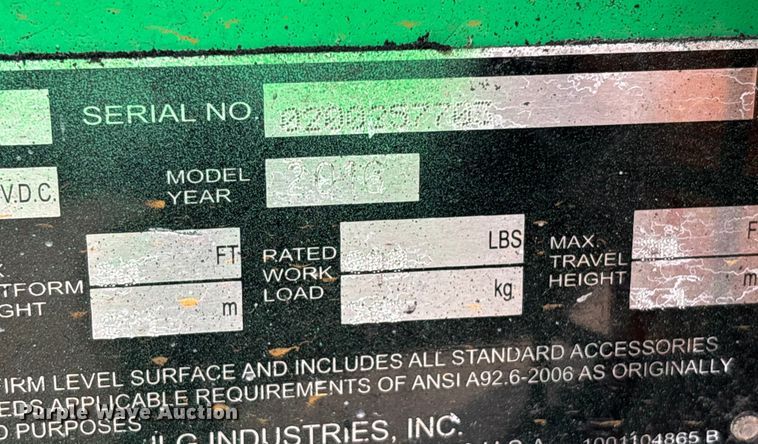 image for item DU0327 2016 JLG 2032ES scissor lift