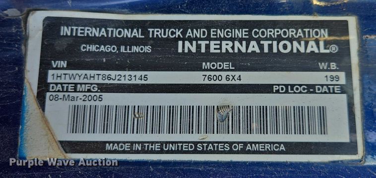 image for item DU2659 2006 International 7600 dump truck