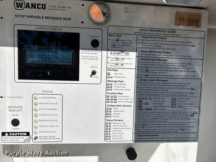 image for item DW1254 2014 Wanco DS-A1-30 message board trailer