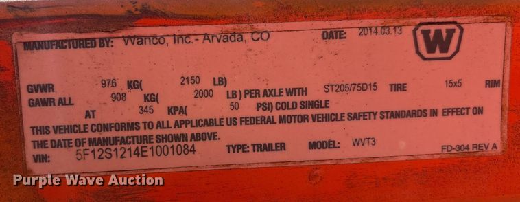 image for item DW1254 2014 Wanco DS-A1-30 message board trailer