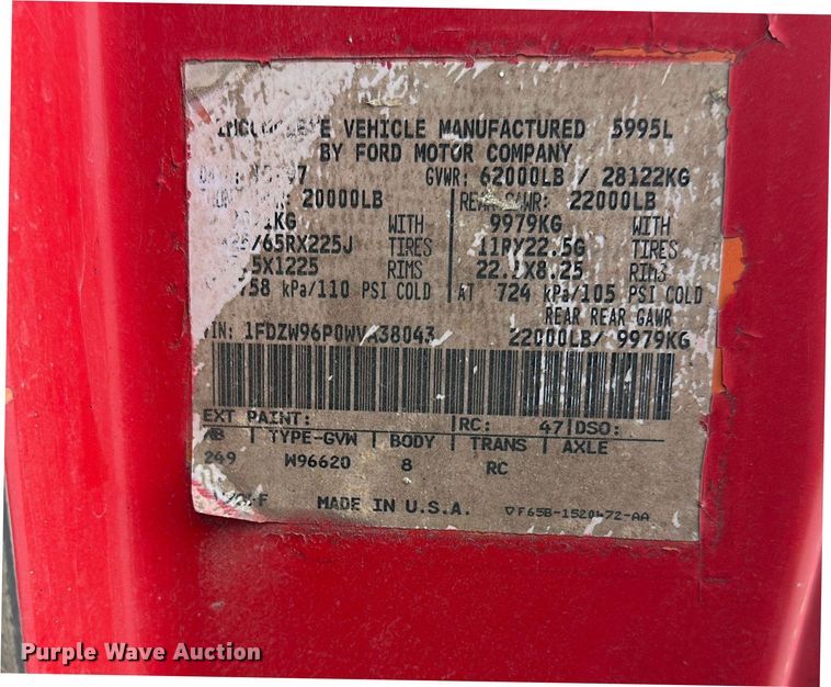 image for item DW4391 1998 Ford LT9501 ready mix truck