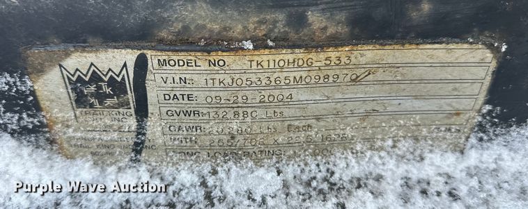 image for item DW4399 2005 Trail King Industries TK110HDG-533 lowboy equipment trailer