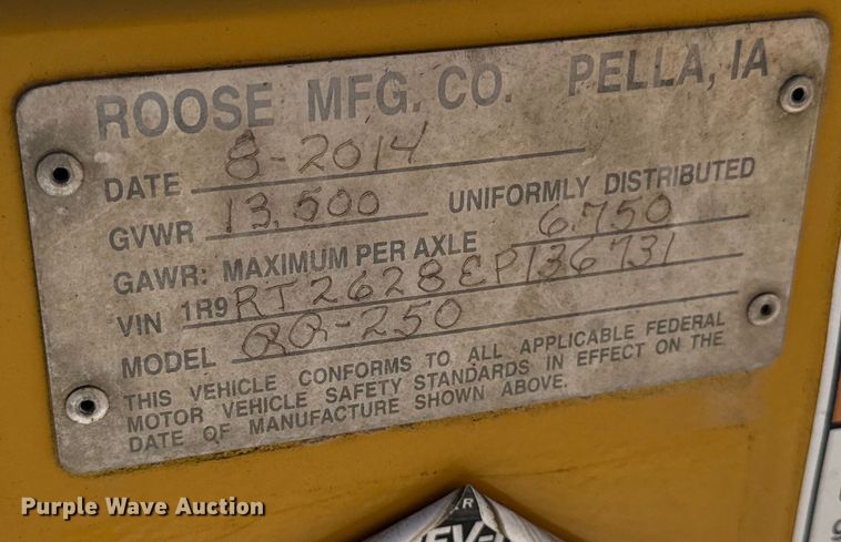 image for item EA2196 2014 Roose MFG, Co. RR-250 reel trailer