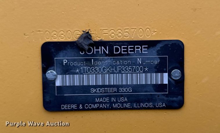 image for item EA2229 2016 John Deere 330G skid steer loader