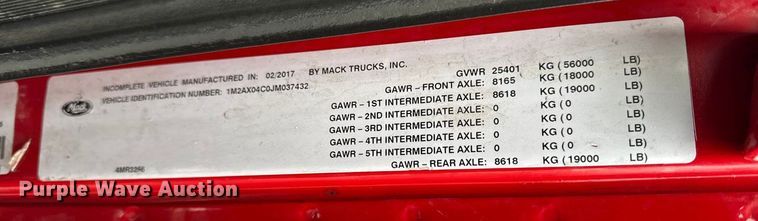 image for item EA2230 2018 Mack GU713 dump truck