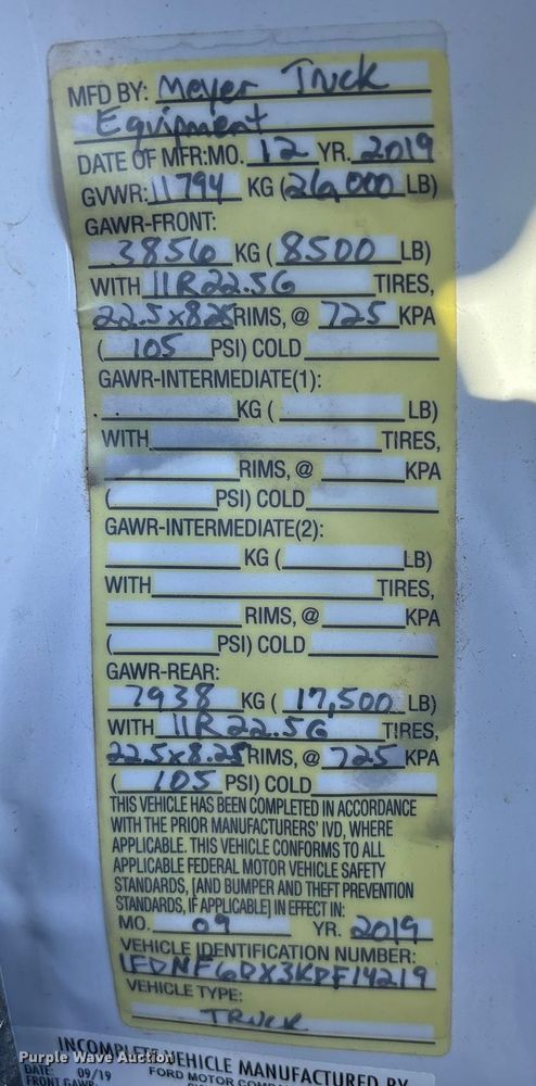 image for item EA7140 2019 Ford F650 Super Duty dump truck