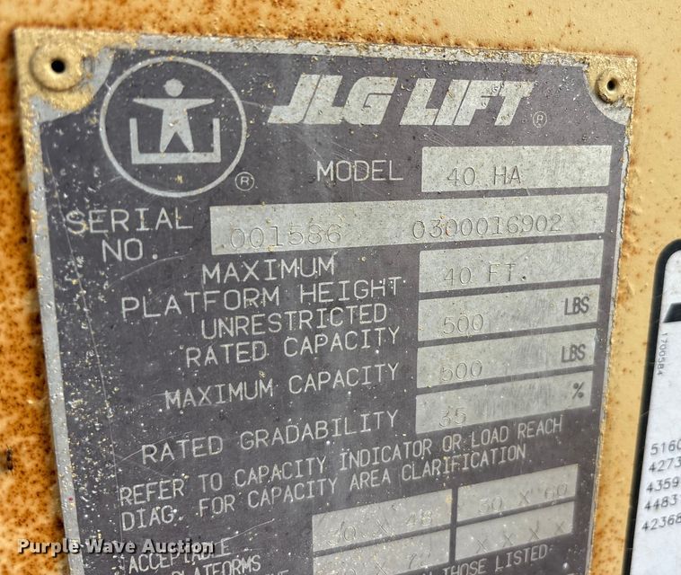 image for item EA7878 JLG 40HA boom lift