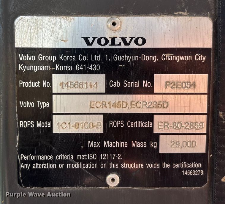 image for item EA7911 Volvo ECR145DL excavator