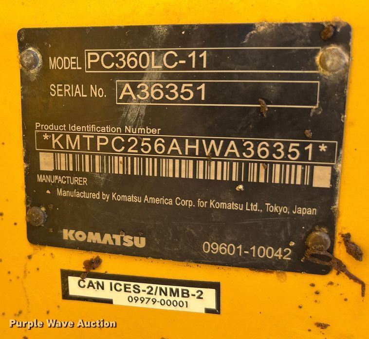 image for item EA7912 2018 Komatsu PC360LC excavator