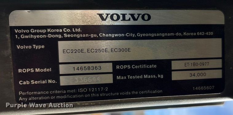 image for item EA7913 2020 Volvo EC250ELR excavator