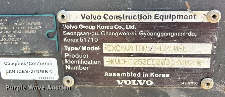 image for item EA7913 2020 Volvo EC250ELR excavator