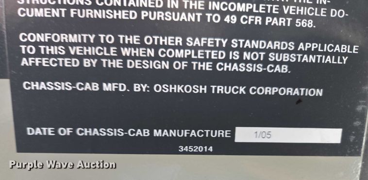 image for item EB1207 2005 MB Companies Oshkosh HB2723 street sweeper truck