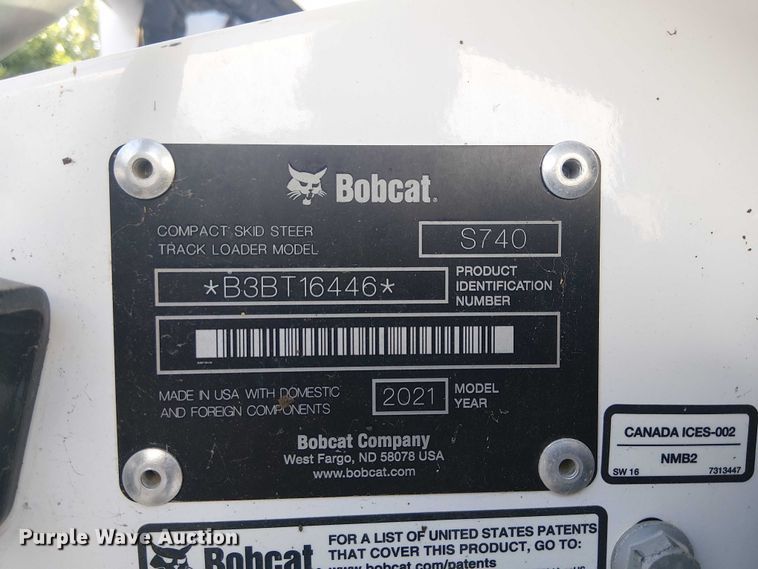 image for item EC1271 2021 Bobcat S740 skid steer loader
