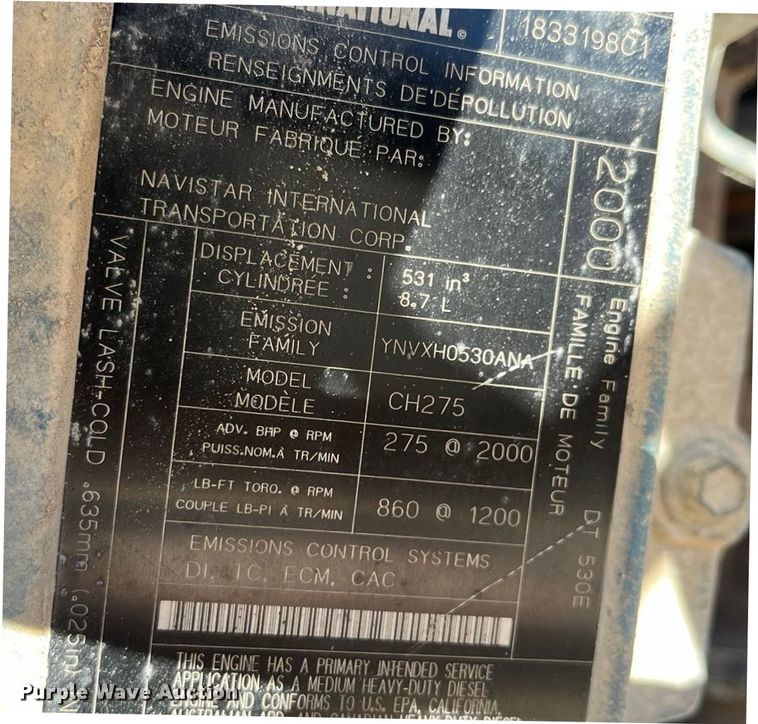 image for item ED2304 2000 International 4900 dump truck