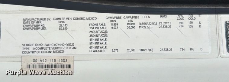 image for item ED5085 2017 Freightliner M2 dump truck