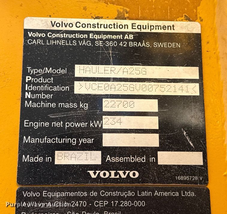 image for item EE3423 2021 Volvo A25G articulated haul truck