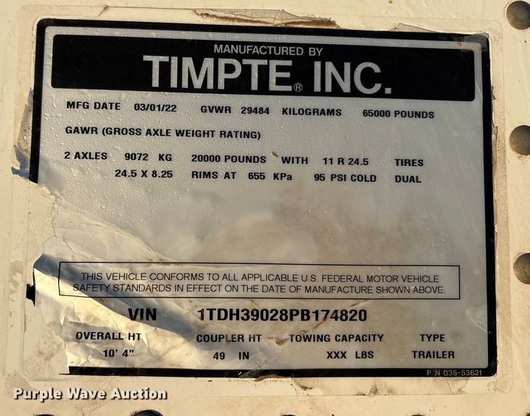 image for item EF6273 2023 Timpte INC Roughneck bottom dump trailer