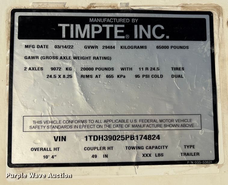image for item EF6274 2023 Timpte Roughneck bottom dump trailer