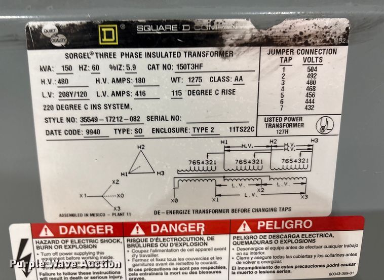 image for item EF6293 Square D 35549-17212-082 transformer