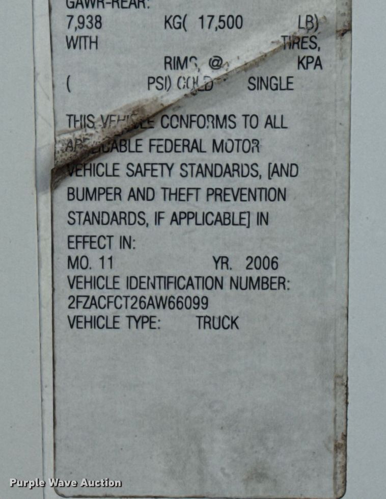 image for item EG6128 2006 Sterling  Acterra sewer jetter truck