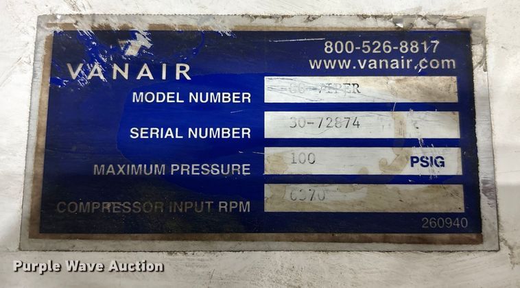 image for item EI5687 Vanair G6-Viper air compressor