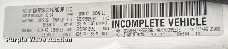 image for item EN0798 2015 RAM 5500 utility / service truck