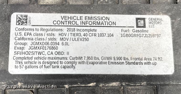 image for item EN0799 2018 Chevrolet Express G3500 utility van