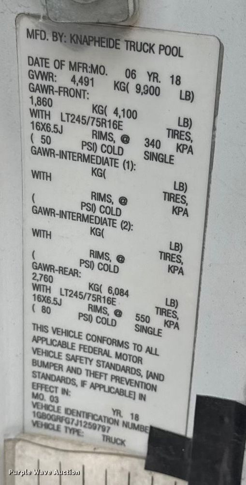 image for item EN0799 2018 Chevrolet Express G3500 utility van