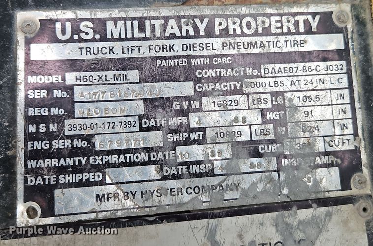 image for item EO4917 Hyster H60 forklift