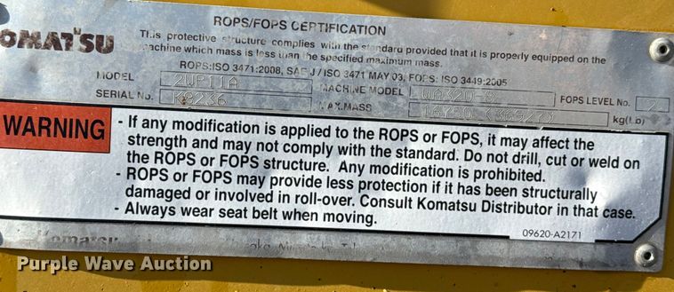 image for item EP2761 2018 Komatsu WA320-8 wheel loader