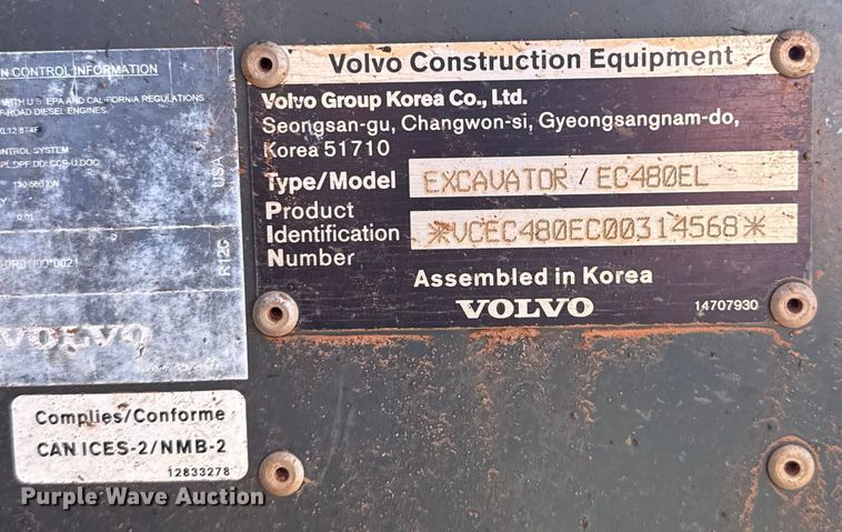image for item ES5513 2021 Volvo EC480EL excavator