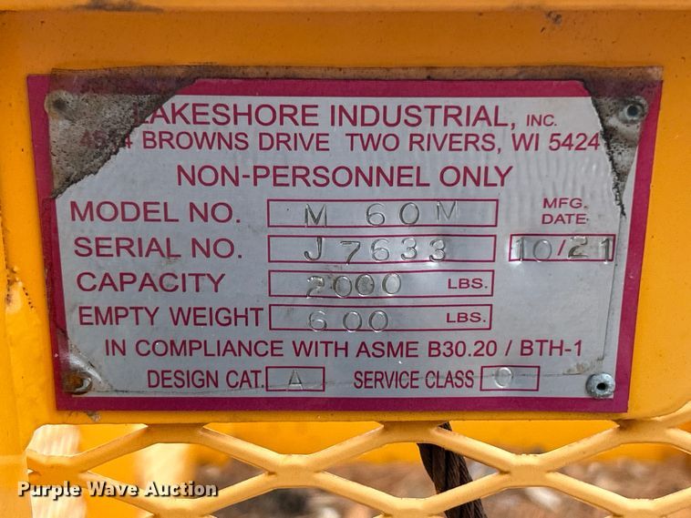 image for item ET6837 Lakeshore Industrial M60M crane basket