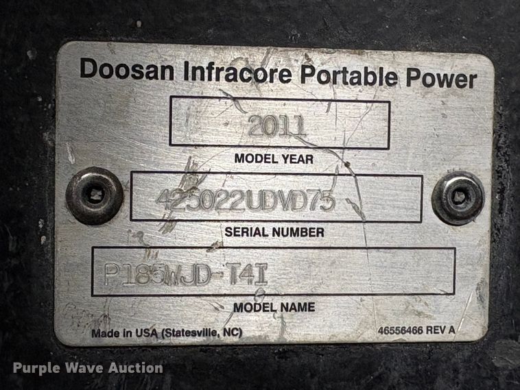 image for item EU7151 2011 Doosan P185WJD-T4I air compressor