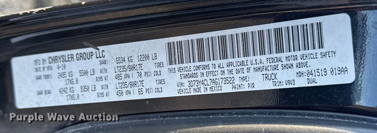 image for item FB0532 2010 Dodge Ram 3500 Crew Cab utility bed pickup truck