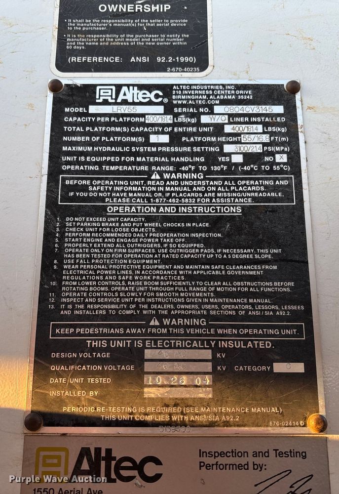 image for item FG1601 2005 International 4300 bucket truck