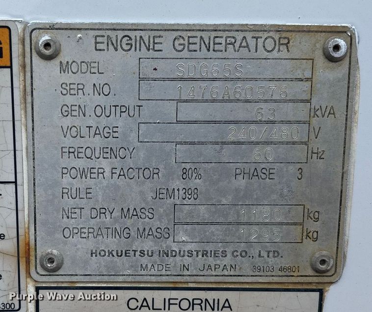 image for item FG2509 2006 Airman Power Pro 65 generator