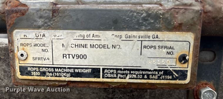 image for item FG2512 2012 Kubota RTV900 utility vehicle