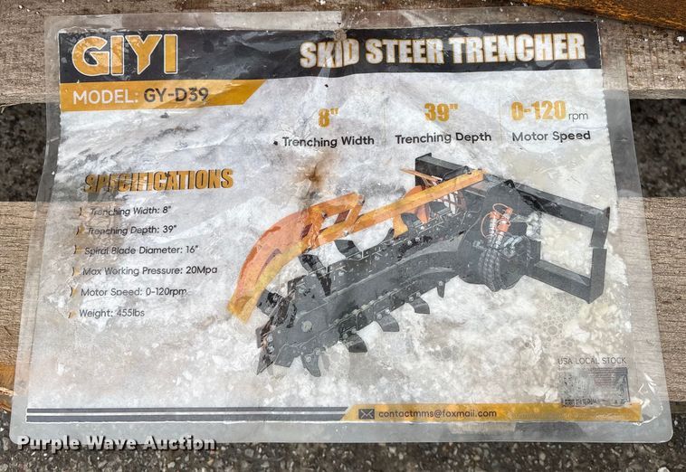 image for item FG2553 2025 GIYI D39 skid steer trencher