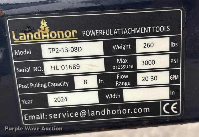 image for item FG2554 2024 LandHoner TP2-13-08D  skid steer tree puller